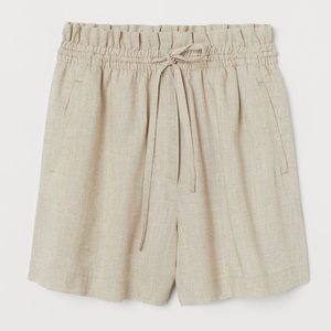 High Waist Linen-Blend Shorts